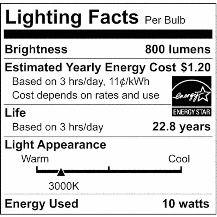 Satco A19 LED Frosted Bulb, 10 W, 60 W Incandescent Equivalent Wattage (SDNS9704)