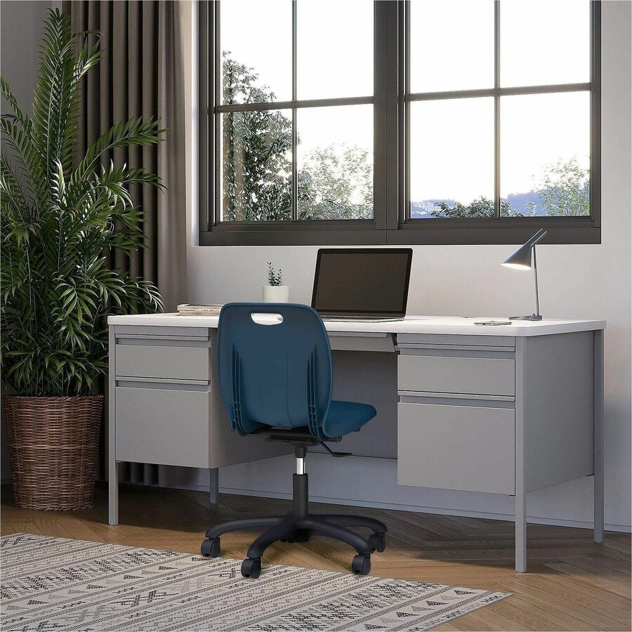 Lorell League Adjustable Height Mobile Classroom Chair, Navy (LLR83093NY)