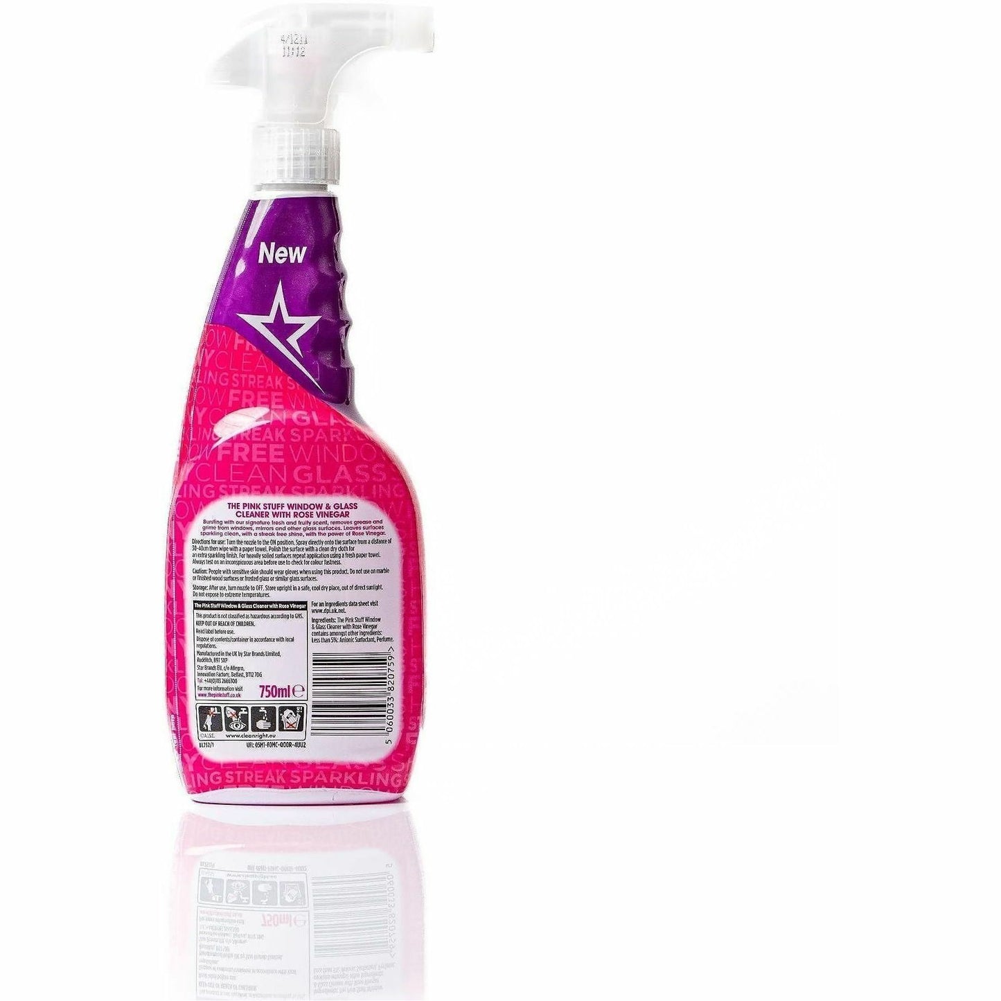 The Pink Stuff Window Cleaner with Rose Vinegar, 25.4 fl oz, Fresh, Fruity Scent, 10/Carton (RST82384)