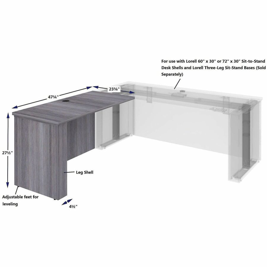 Lorell Essentials Sit-Stand Return Shells, 27.5" x 47.3" x 23.6", Finish: Weathered Charcoal (LLR69528)