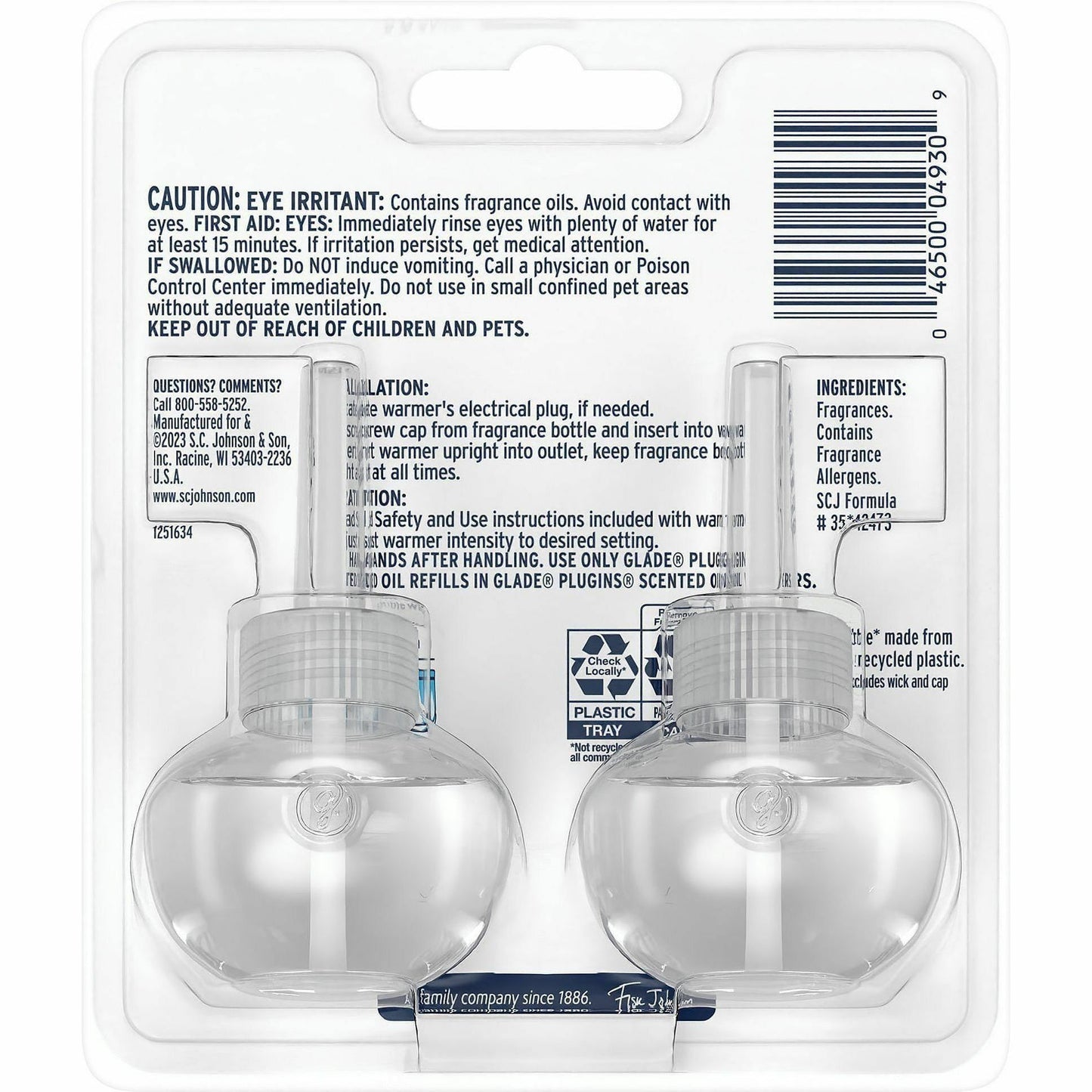 Glade PlugIns Refill, Oil, Juniper & Teak, 2/Pack (SJN397751)