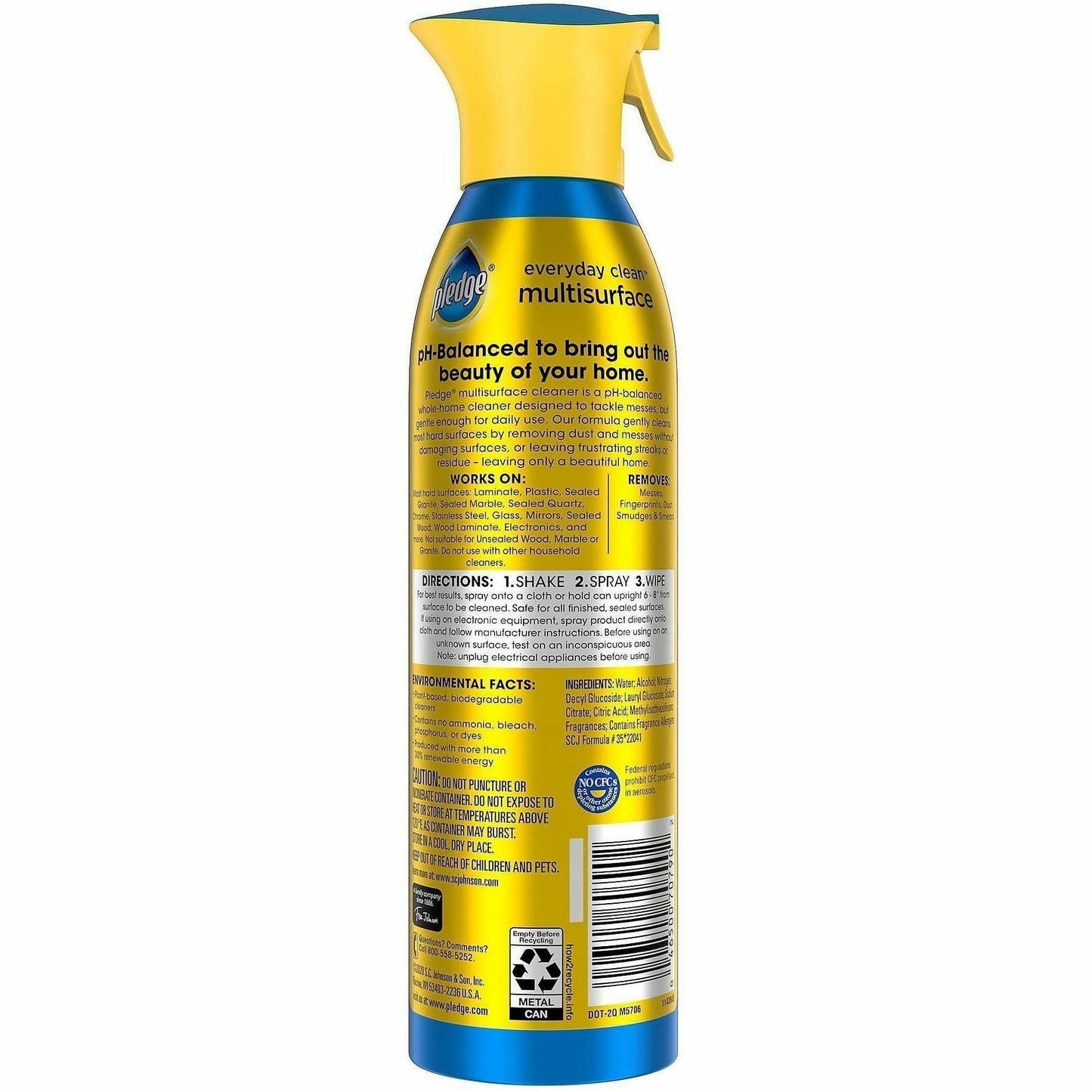 Pledge Everyday Clean MS Cleaner Spray, 9.7 fl oz, Rainshower Scent (SJN394793)
