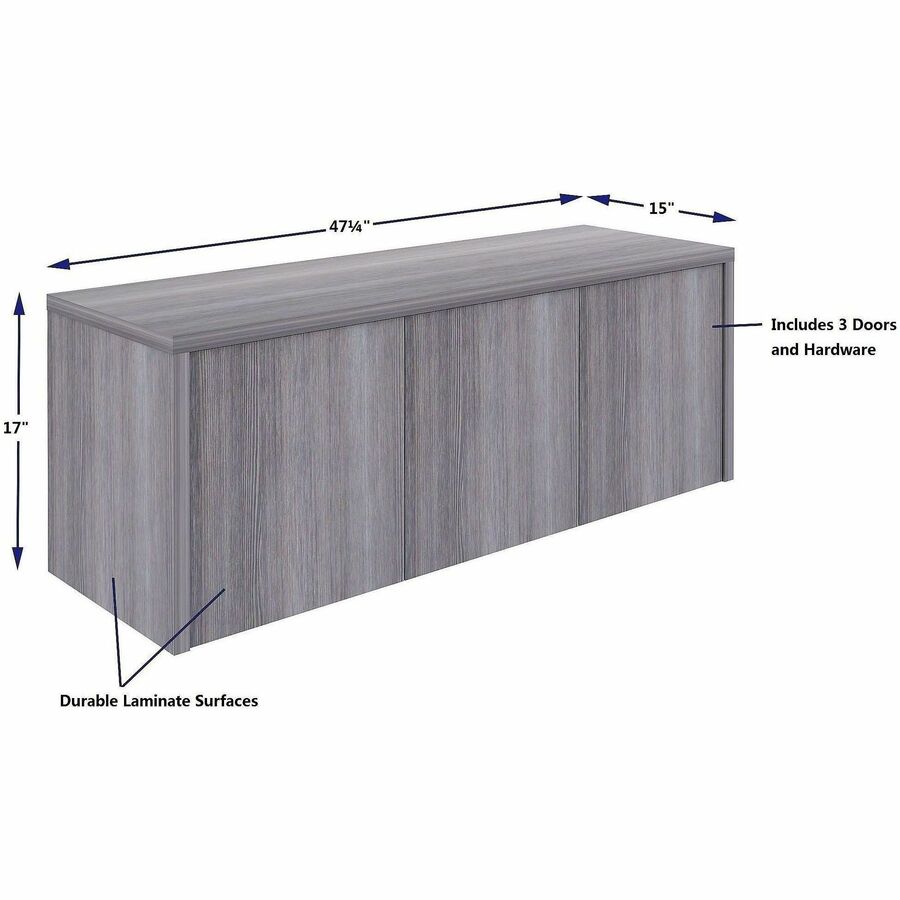 Lorell Essentials Wall-Mounted Hutches with Wood Doors, 17" x 48" x 15", Weathered Charcoal (LLR69635)