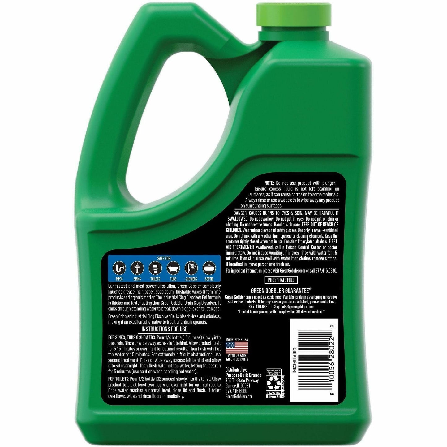 Green Gobbler Industrial Drain Clog Dissolver Gel, 64 fl oz (WMNG8022J)