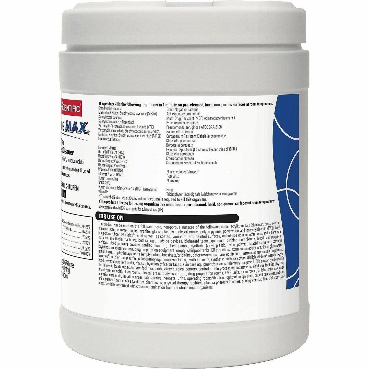 MICRO-SCIENTIFIC Opti-Cide MAX Wipes, 12/Carton (WMNM60034F)