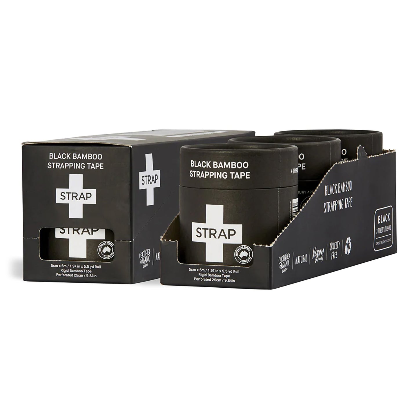 Strap Athletic Tape Black 1.97 Inch X 5-1/2 Yard Bamboo Fiber NonSterile (1219455_BX)