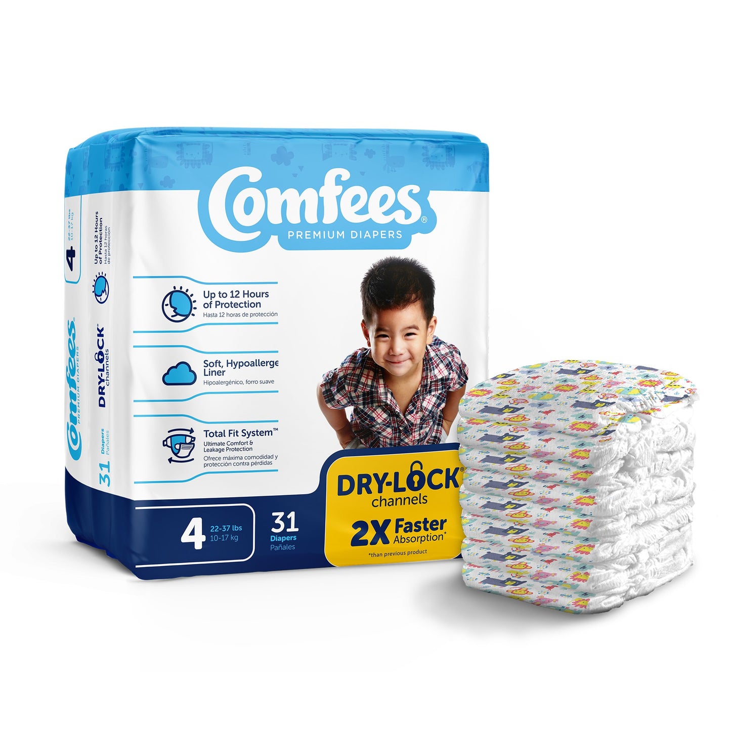 Comfees® Unisex Baby Diaper Size 4 Disposable Moderate Absorbency (907033_CS)