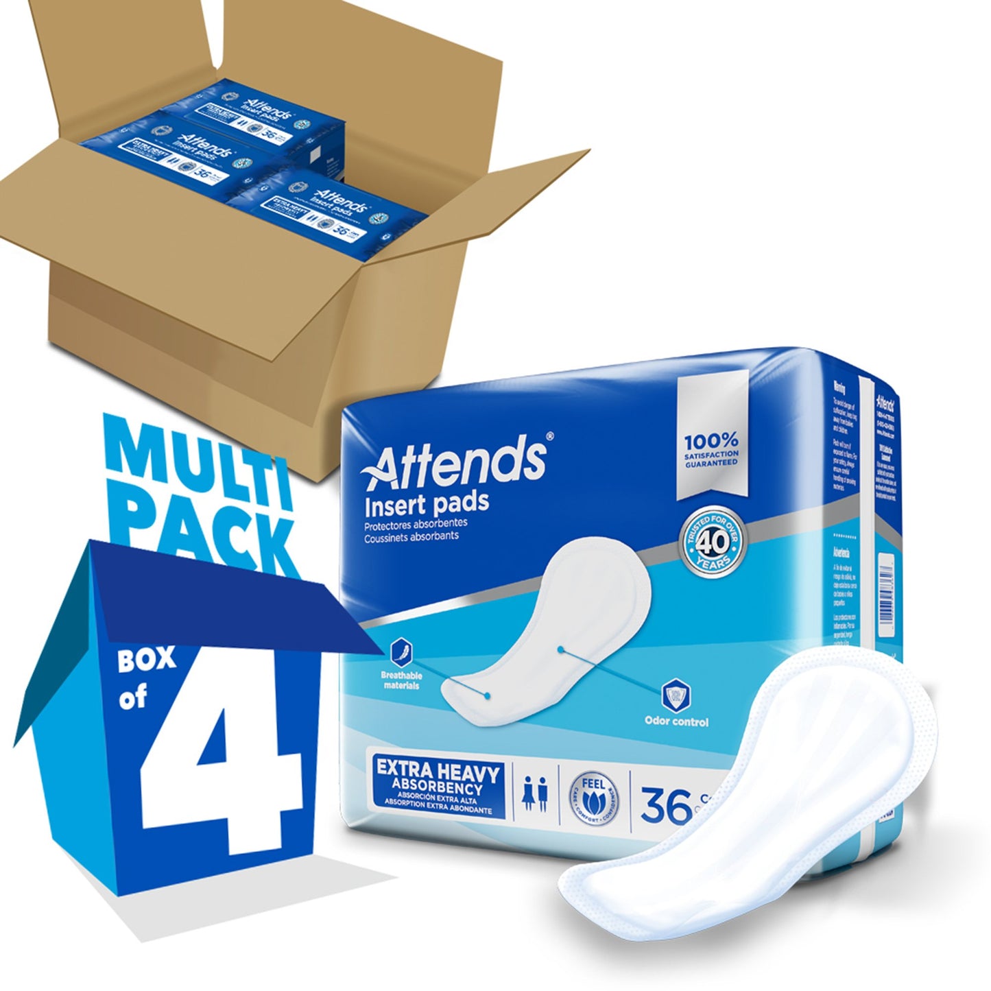 Attends® Insert Pad Incontinence Liner 16-1/2 Inch Length Heavy Absorbency Polymer Core One Size Fits Most (1186543_CS)