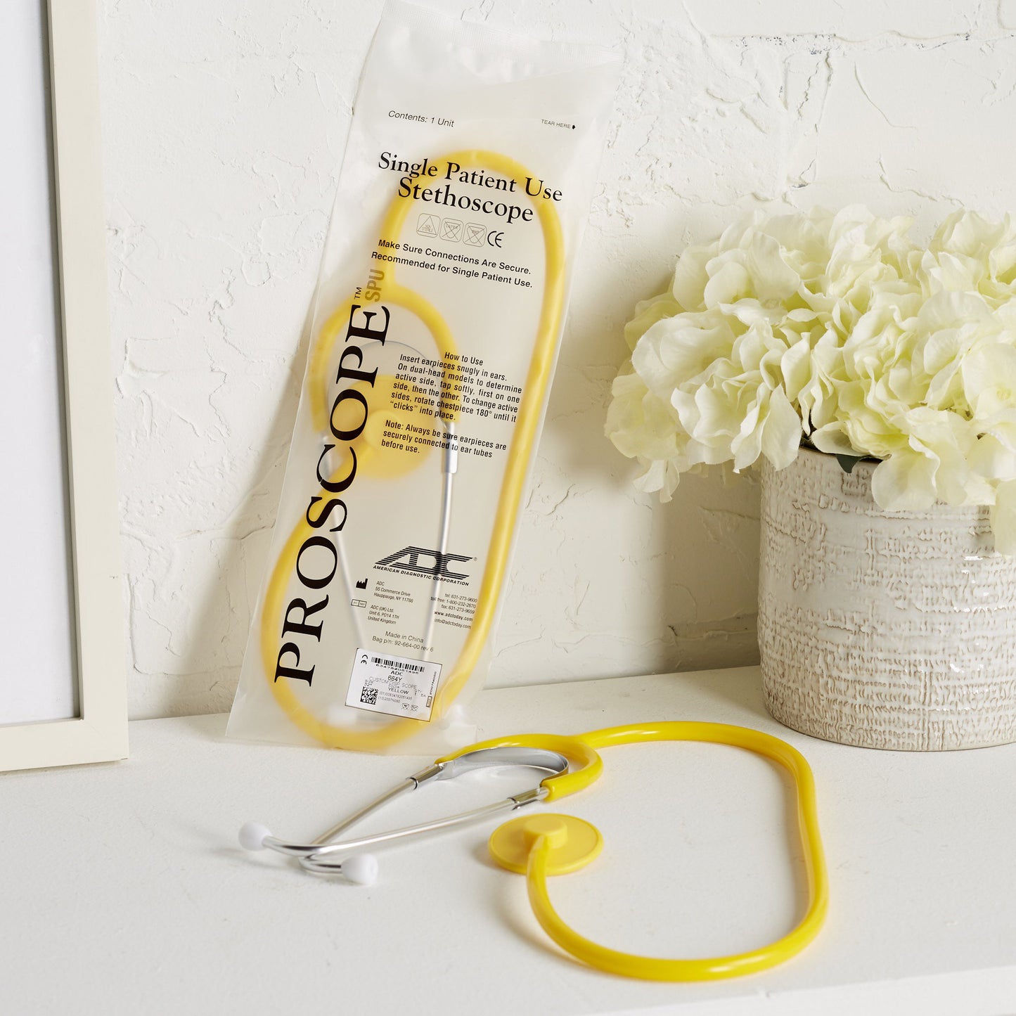 Proscope™ 664 Disposable Stethoscope Yellow 1-Tube 22 Inch Tube Single Sided Chestpiece (493334_CS)