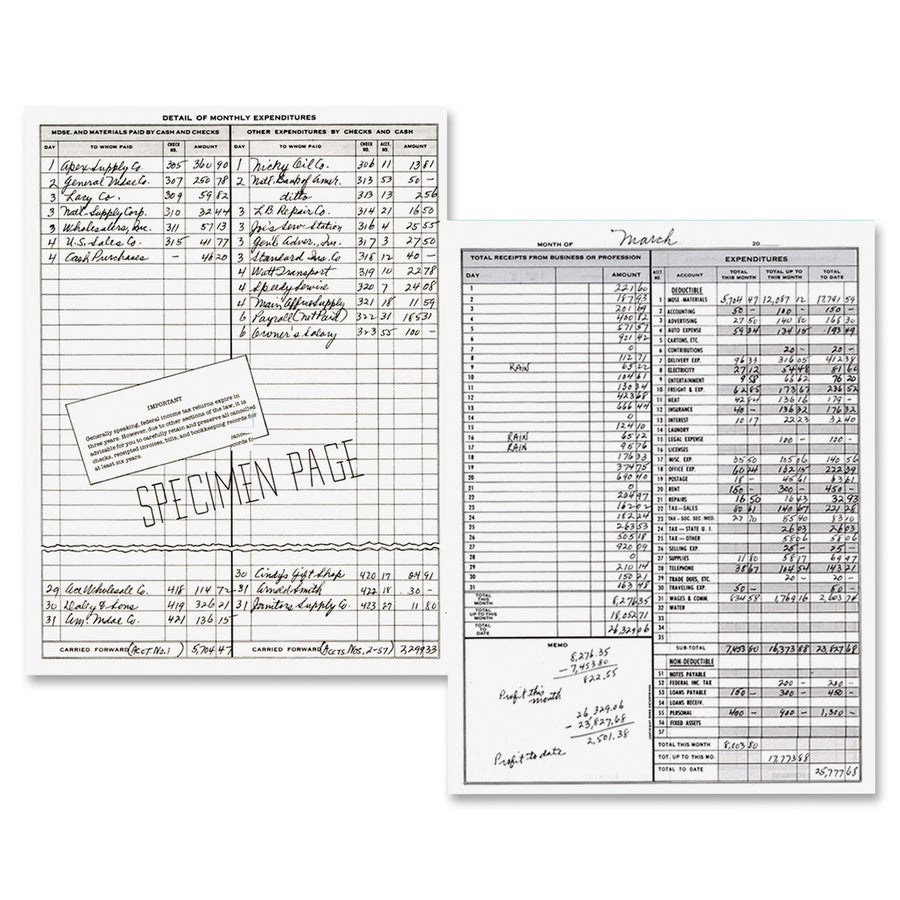Dome Simplified Monthly Bookkeeping Record, 4 Column Format, Tan Cover, 11 x 8.5 Sheets, 128 Sheets/Book (DOM612)