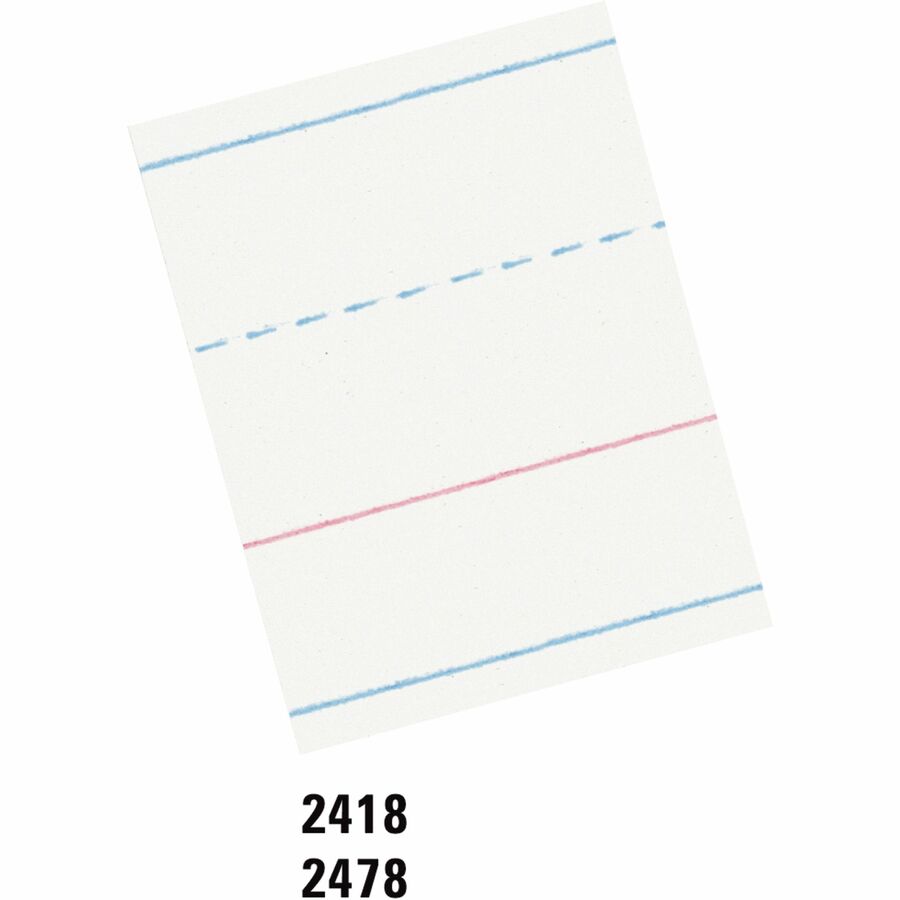 Pacon Multi-Program Handwriting Papers, 500 Sheets, 1.13" Ruled, Unruled Margin, 10 1/2" x 8", White Paper (PAC2418)