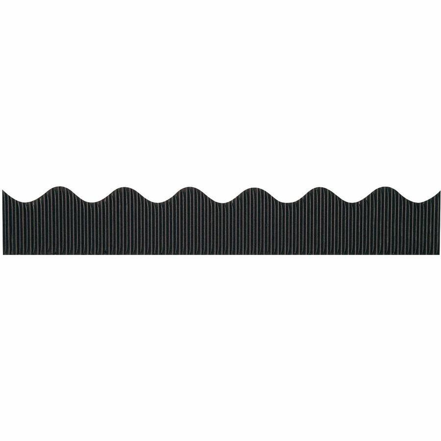 Bordette Decorative Border, Rectangle with Scalloped Trim Shape, Pin-up, Fadeless, 2.25" x 600", Black (PAC37304)