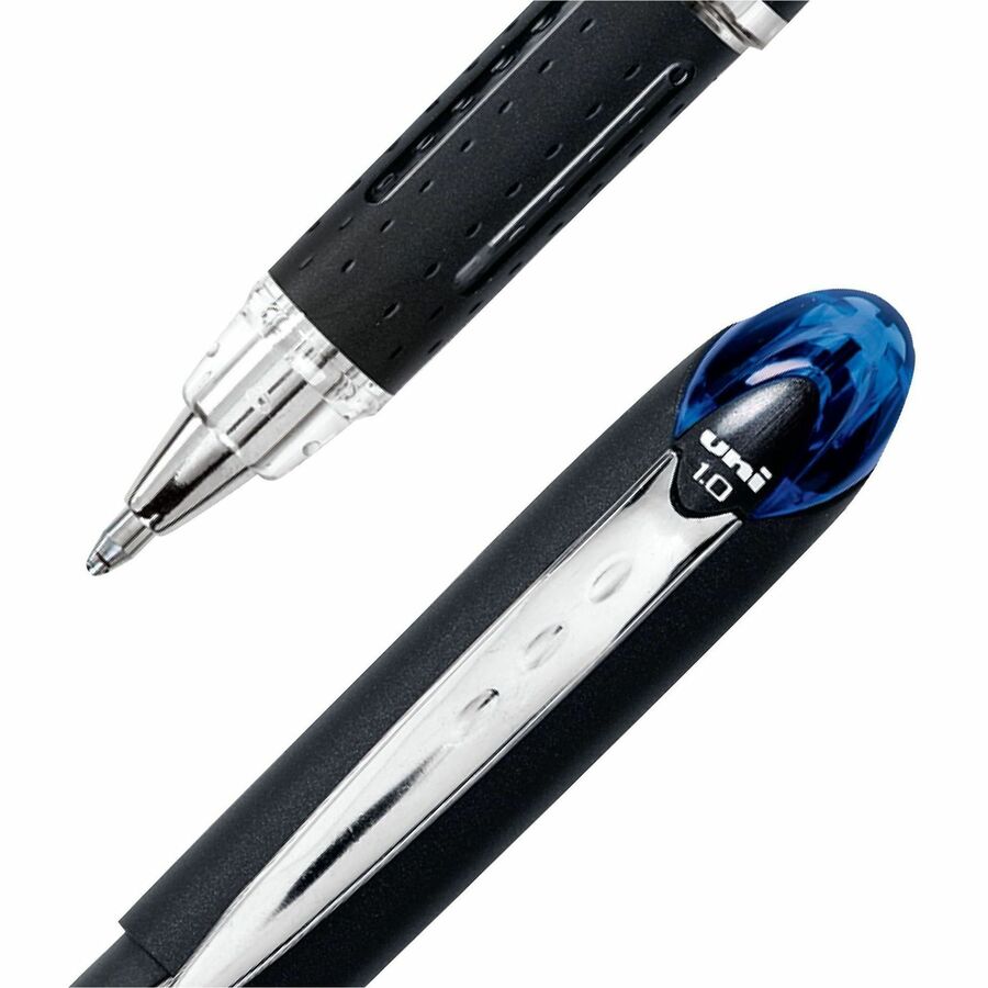 uniball Jetstream Ballpoint Pens, Blue Ink, Pigment-based, Black Stainless Steel Barrel, 12/Dozen (UBC33922DZ)