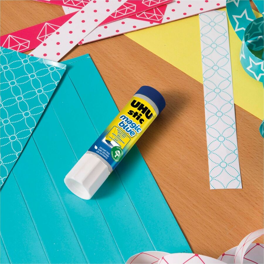UHU Stic Permanent Glue Stick, 1.41 oz, Applies Blue, Dries Clear (STD99653)