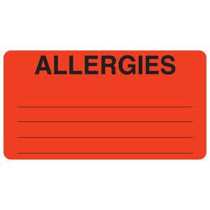 Tabbies Pre-Printed Label Allergy Alert Red ALLERGIES Alert Label 1-3/4 X 3-1/4 Inch (916725_EA)