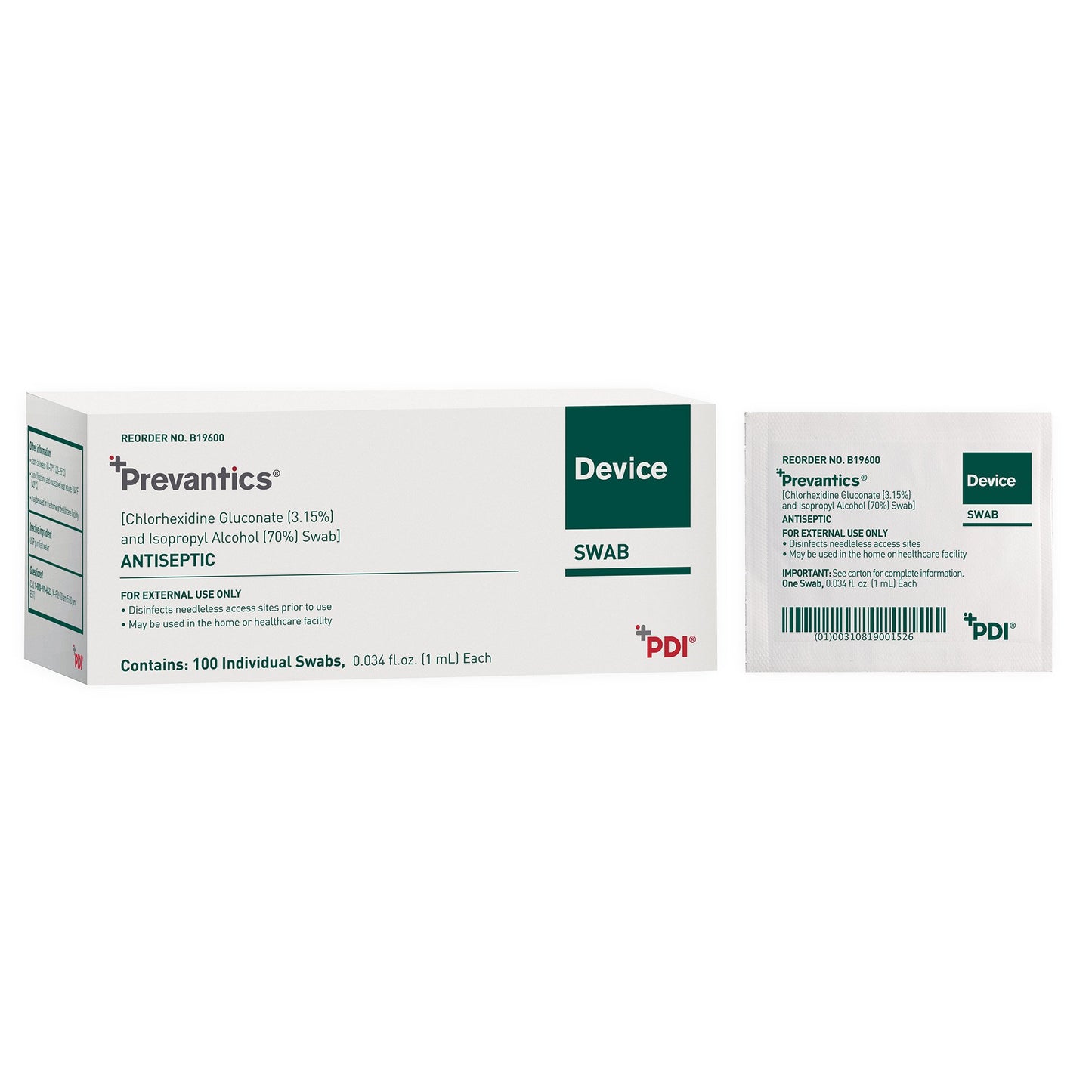 Prevantics® Device Swab 3.15% / 70% Strength CHG (Chlorhexidine Gluconate) / Isopropyl Alcohol Individual Packet NonSterile (959981_EA)