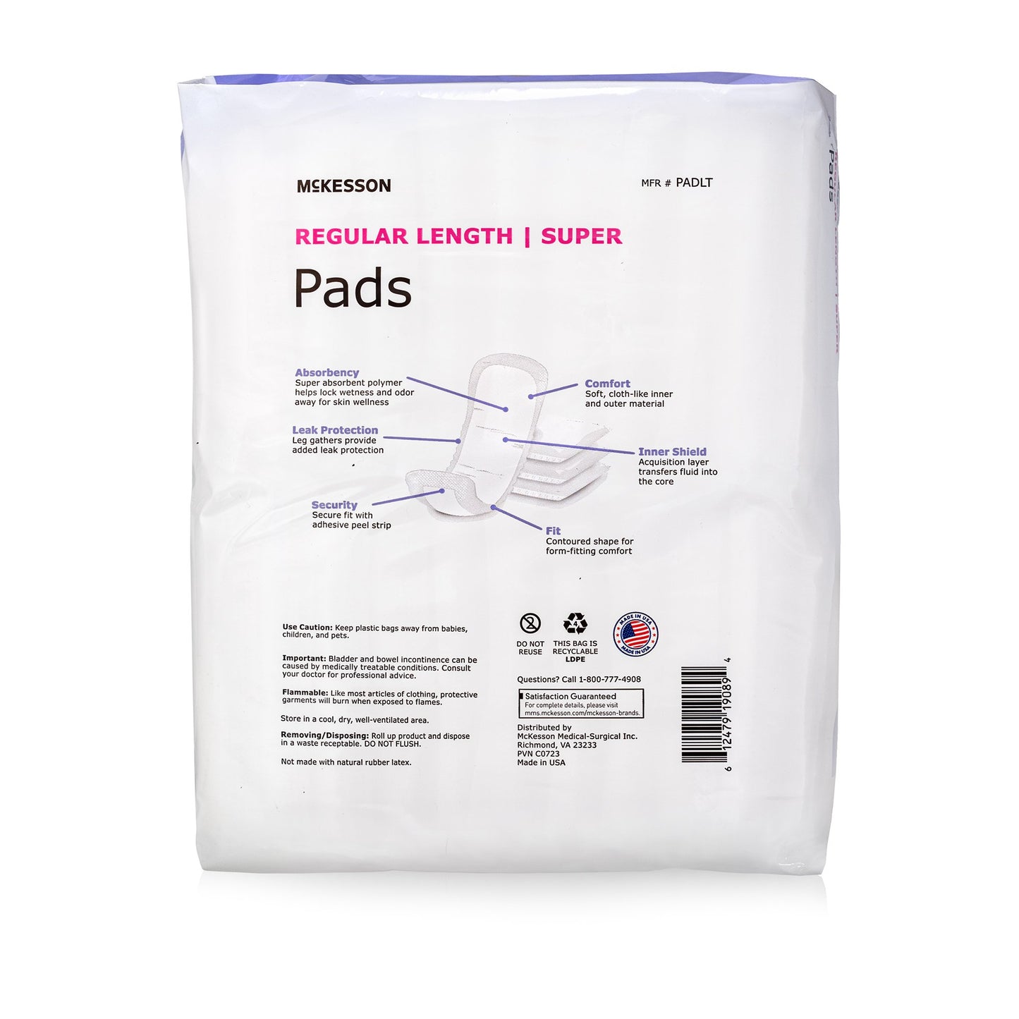 McKesson Super Bladder Control Pad 10 Inch Length Moderate Absorbency Polymer Core One Size Fits Most (884158_CS)