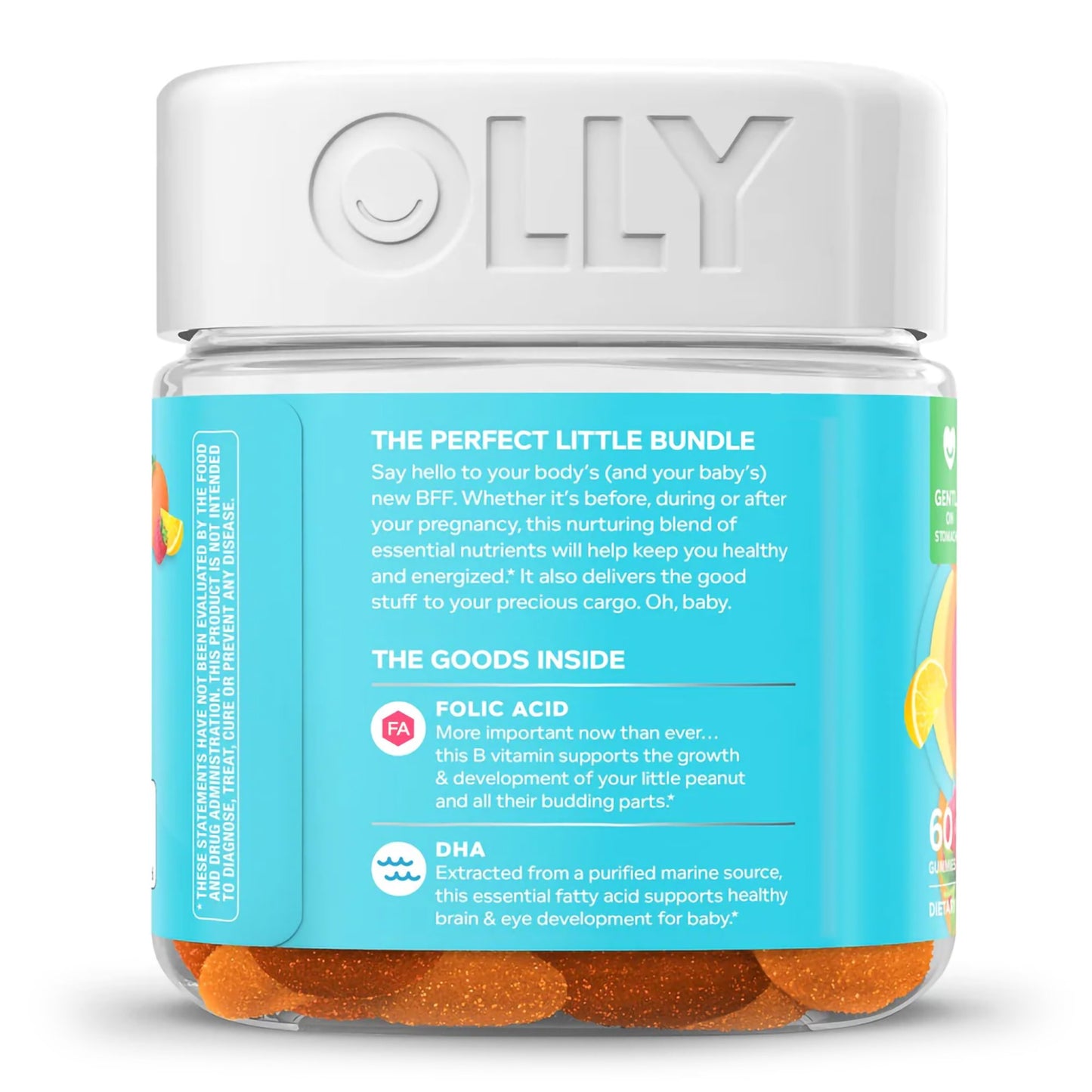 OLLY® Essential Prenatal Multi Prenatal Vitamin Supplement MultiVitamins With Folic Acid / DHA 400 mcg - 50 mg Strength Gummy 60 per Bottle Sweet Citrus Flavor (1228375_BT)