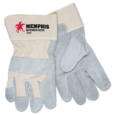 MCR Safety Sidekick® Select Side Split Leather Palm Work Gloves, 16010, Unlined, 2.5 in Cuff, Large (127-16010L)