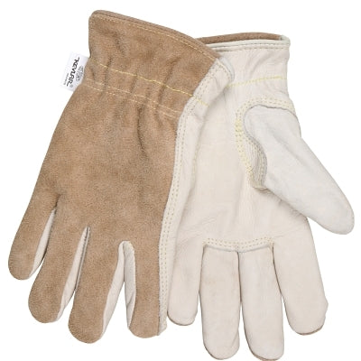 MCR Safety Split Leather Back Drivers Gloves, Large, Brown/Tan (127-3204KL)