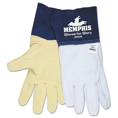 MCR Safety Blue Beast Leather Welding Gloves, With CutPro®, X-Large, Blue/White, 4.5 in cuff (127-4850KXL)