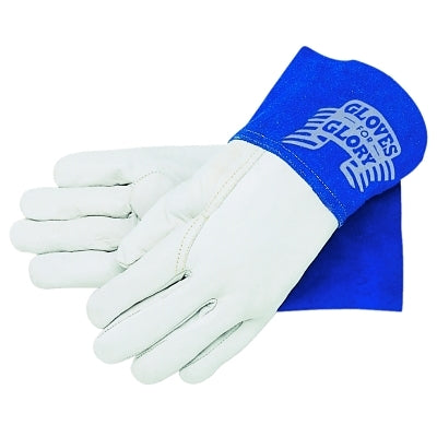 MCR Safety Blue Beast Leather Welding Gloves, Premium Grain Goatskin Leather, X-Large, Blue/White, 4.5 in cuff (127-4850XL)