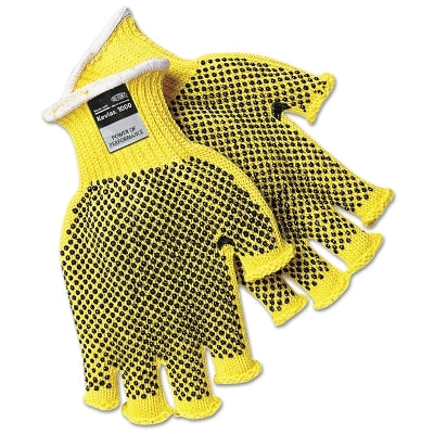 MCR Safety PVC Dotted Kevlar String Knit Gloves, Large, Knit-Wrist, Yellow, Dots 2 Side (127-9369L)