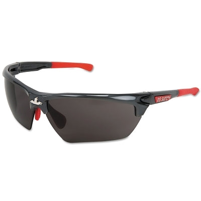 MCR Safety Dominator® DM3 Safety Glasses, Polycarbonate Gray Lens, MAX3®, Gun Metal Polycarbonate/Red TPR (135-DM1312P)