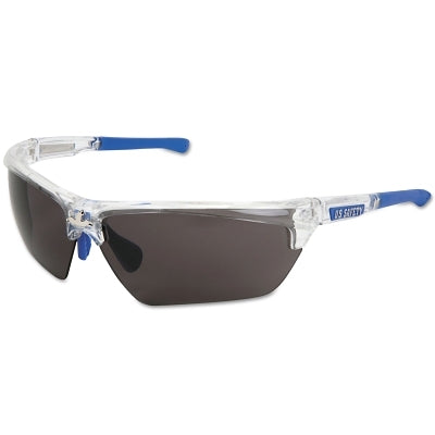 MCR Safety Dominator® DM3 Safety Glasses, Polycarbonate Gray Lens, MAX6®, Clear Polycarbonate/Blue TPR (135-DM1322PF)