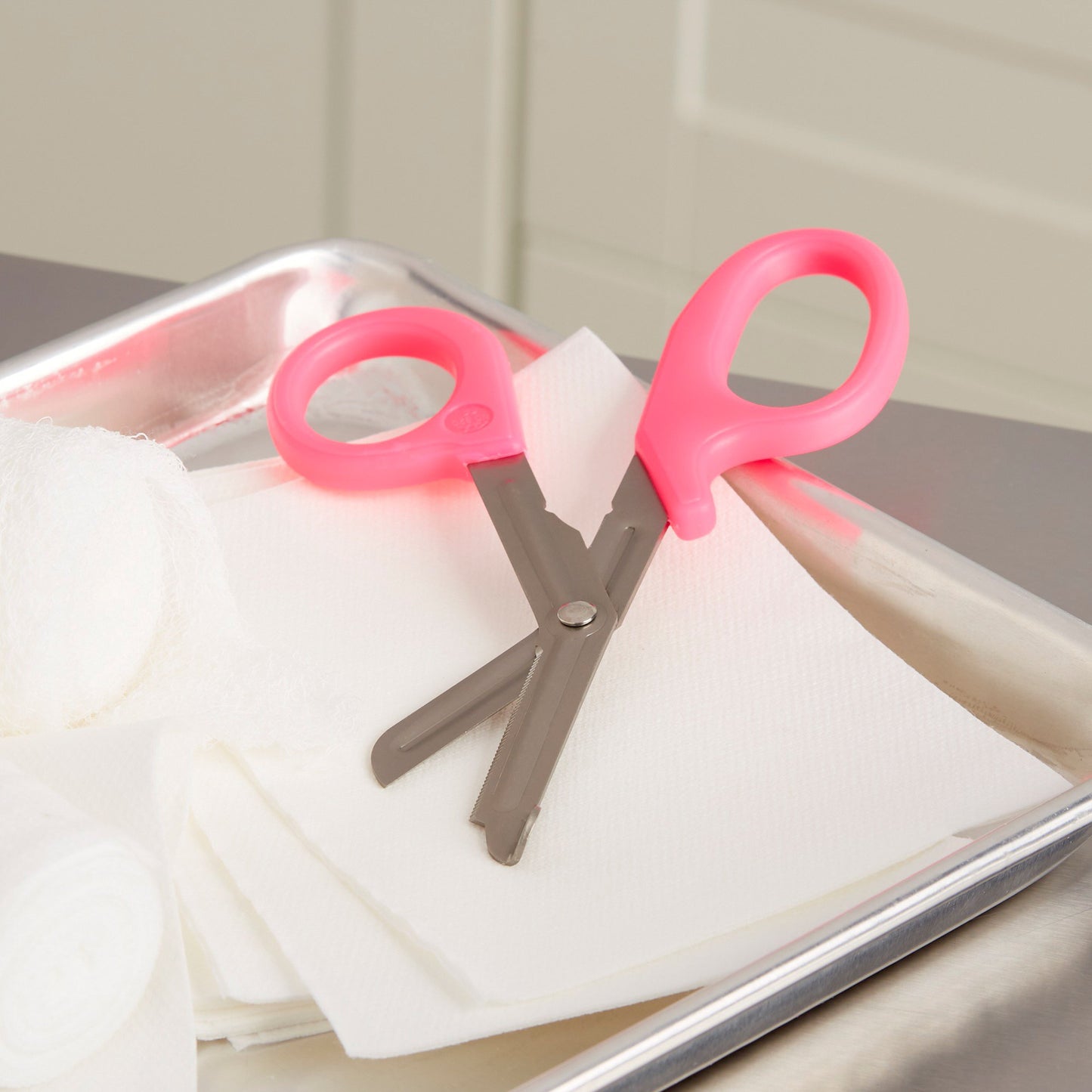 McKesson Medicut™ Trauma Shears Pink 7-1/4 Inch Length Medical Grade Stainless Steel NonSterile Finger Ring Handle Blunt Tip / Blunt Tip (1089415_EA)