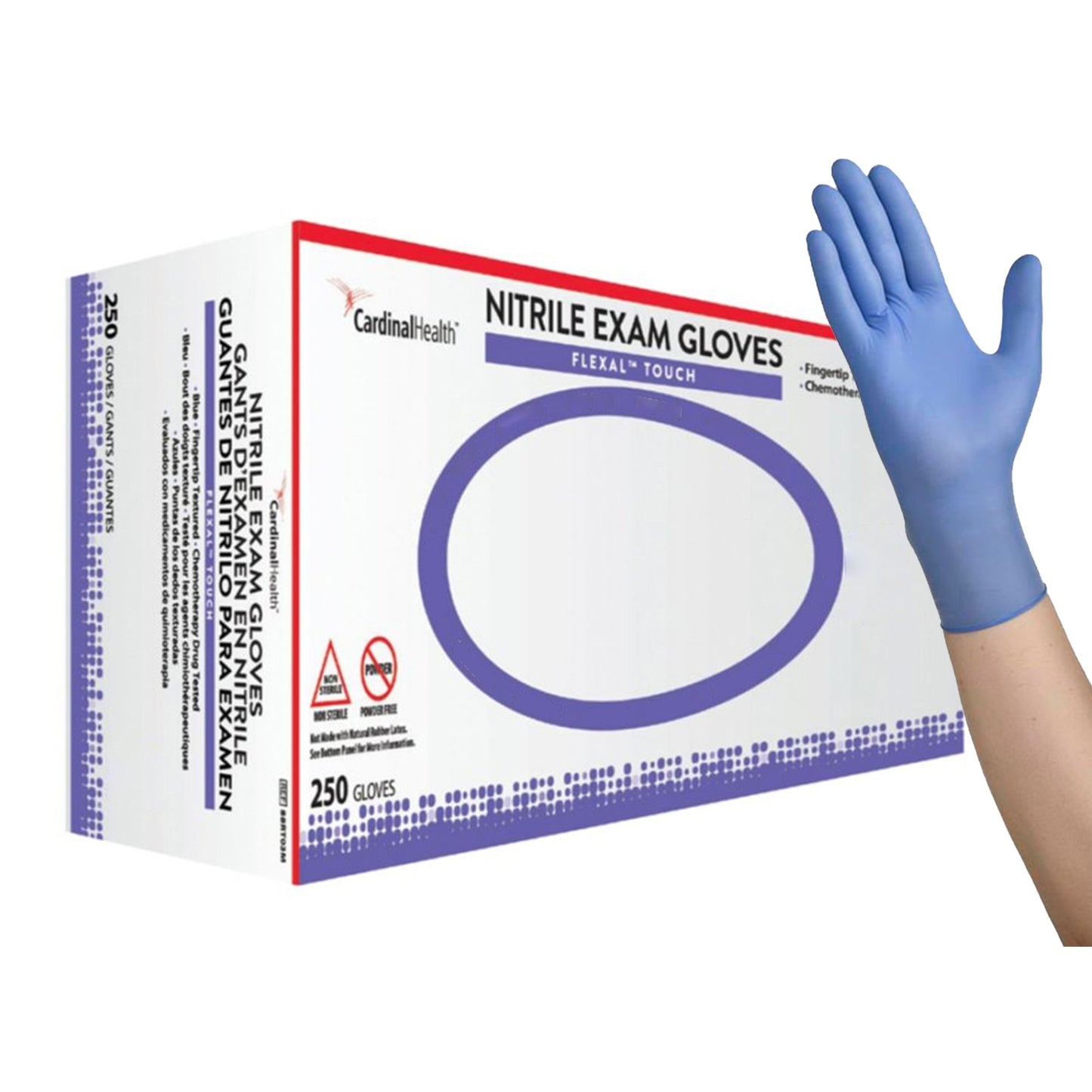 FLEXAL™ Touch Exam Glove X-Small NonSterile Nitrile Standard Cuff Length Textured Fingertips Blue Chemo Tested (1261213_CS)