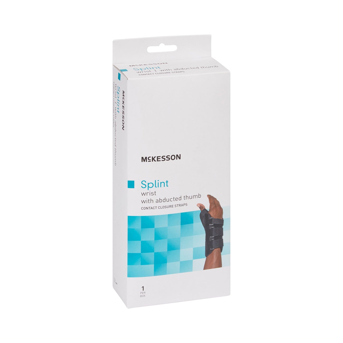 McKesson Wrist Brace with Abducted Thumb Aluminum / Foam / Spandex / Plastic Left Hand Black X-Small (1159137_EA)
