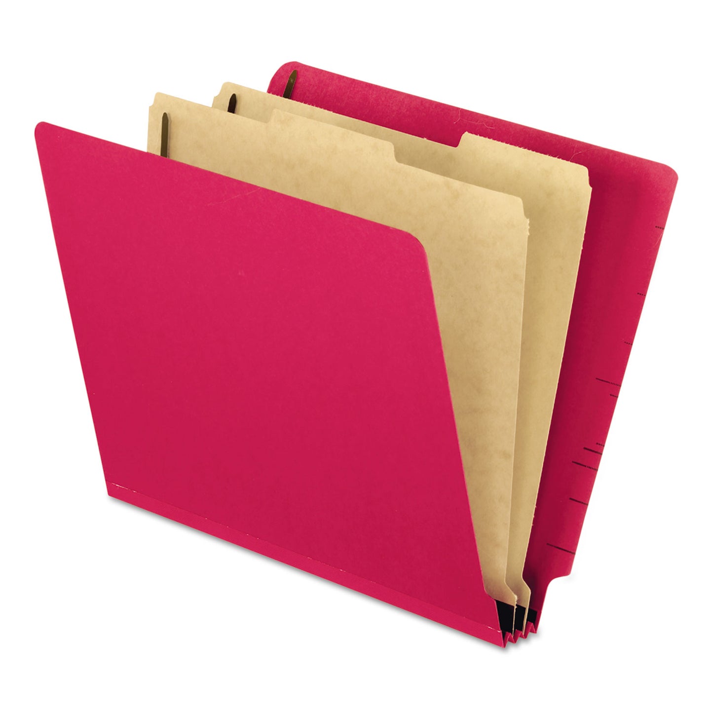 Pendaflex® Pressboard End Tab Classification Folders, Straight Tab, Expands 2", 2 Dividers, 6 Fasteners, Letter Size, Red, 10/Box (PFX23216)
