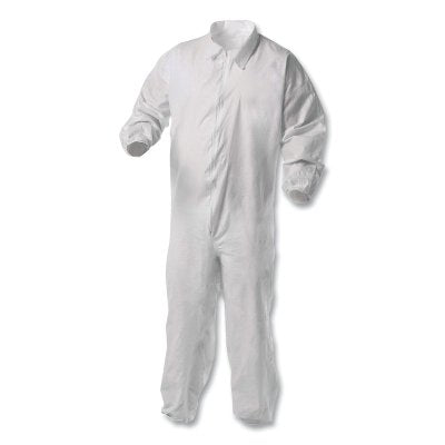 Ansell A35 Economy Liquid and Particle Protection Coveralls, Zipper Front/Elastic Wrists/Ankles, White, XL (412-38929)