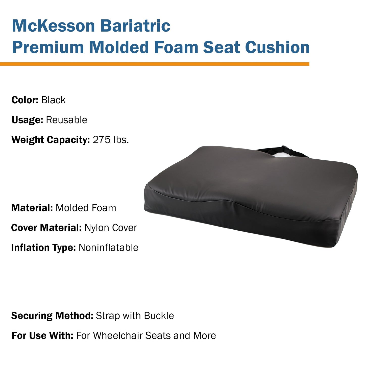 McKesson Contoured Seat Cushion 24 W X 18 L X 3 D Inch Molded Foam (1065587_EA)