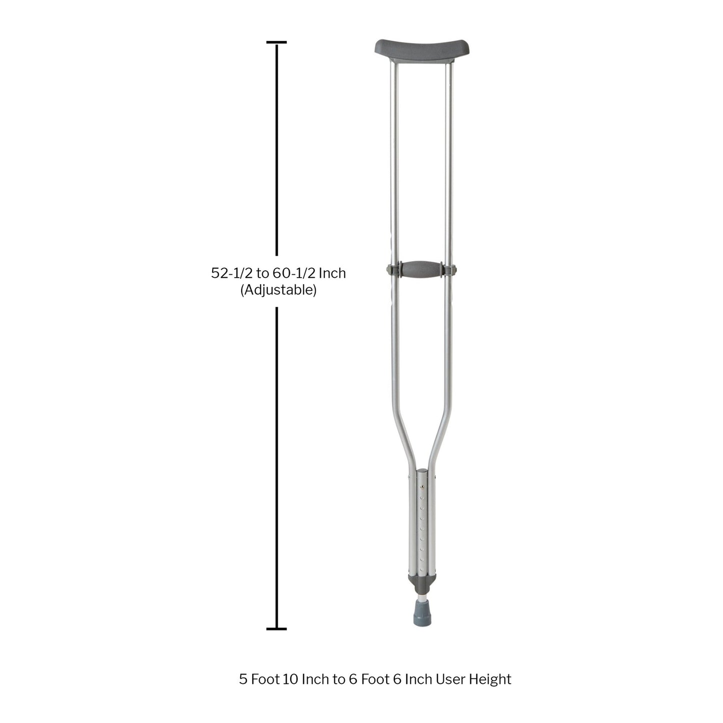 McKesson Underarm Crutches Tall Adult 5 Foot 10 Inch to 6 Foot 6 Inch User Height Aluminum Frame 350 lbs. Weight Capacity (1065232_PR)