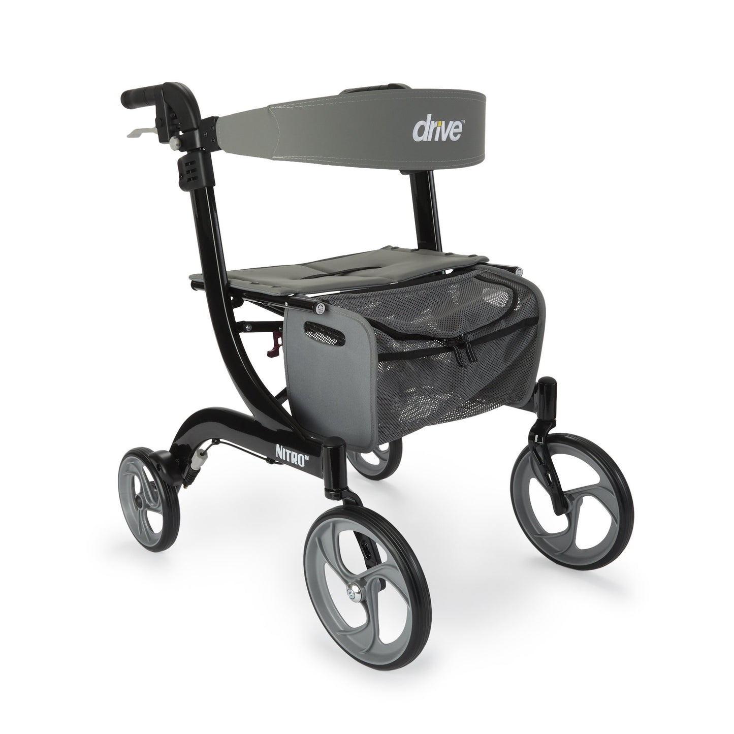 drive™ Nitro 4 Wheel Rollator Black Adjustable Height / Folding Aluminum Frame (876606_EA)