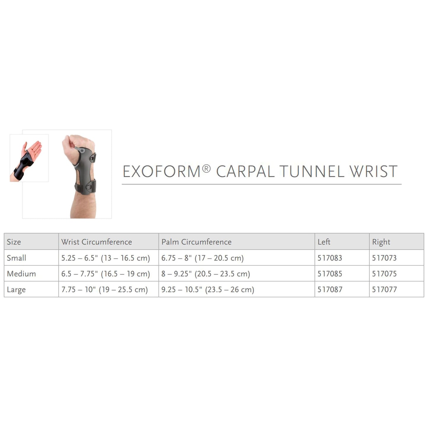 Ossur® Exoform® Carpal Tunnel Wrist Splint Low Profile Plastic / Nylon Left Hand Black / Blue / Gray Medium (460852_EA)
