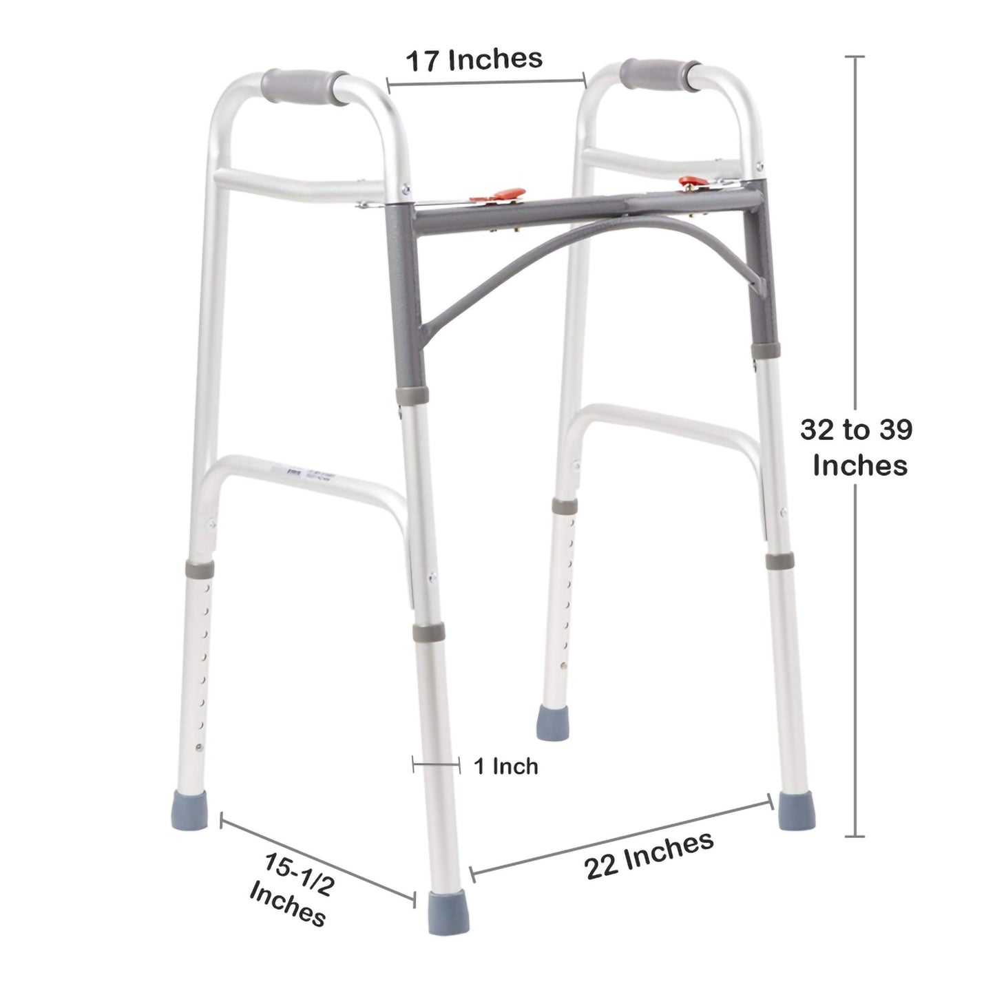 McKesson Dual Release Folding Walker Adjustable Height Aluminum Frame 350 lbs. Weight Capacity 32 to 39 Inch Height (1088076_CS)