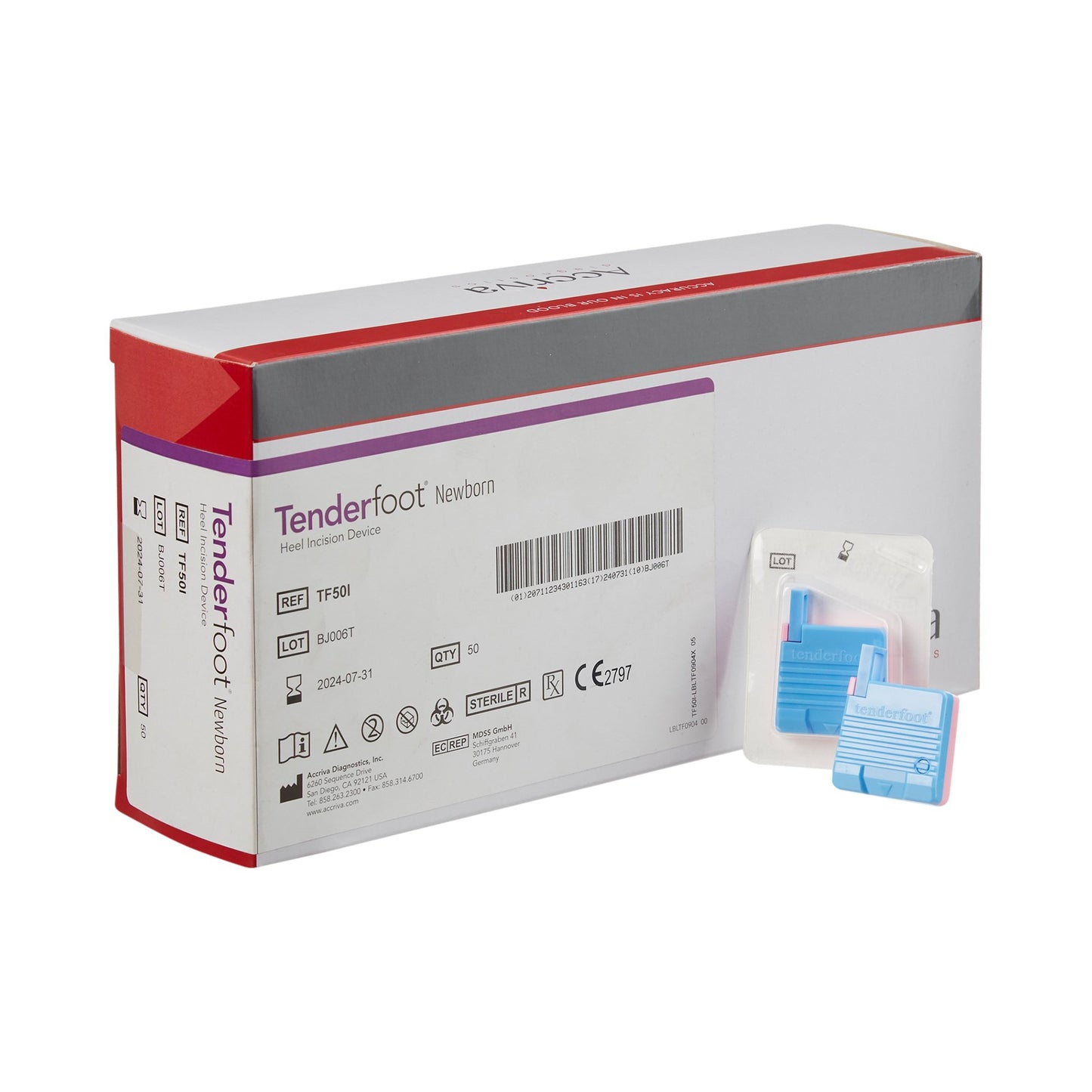 Tenderfoot® Pediatric Lancet 2.5 mm Blade Retractable Push Button Activation Heel (723763_EA)