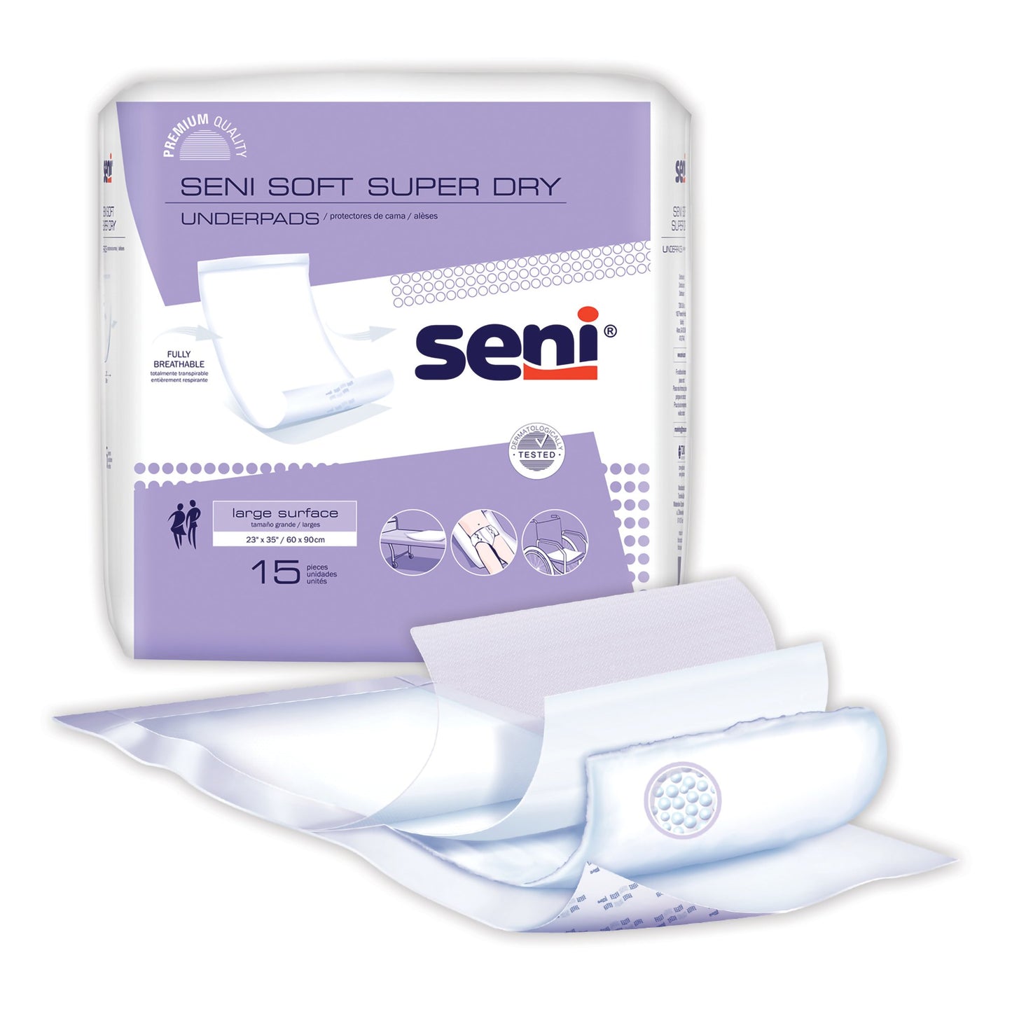 Seni® Soft Super Dry Disposable Underpad 23 X 35 Inch Cellulose Pulp Light Absorbency (1223798_PK)