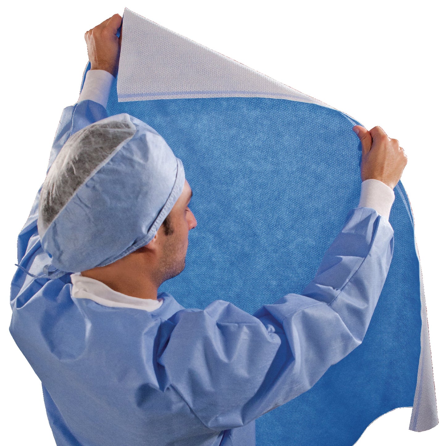QUICK CHECK* H300 Sterilization Wrap White / Blue 24 X 24 Inch Dual Layer SMS Polypropylene Steam / EO Gas / Hydrogen Peroxide (860076_CS)