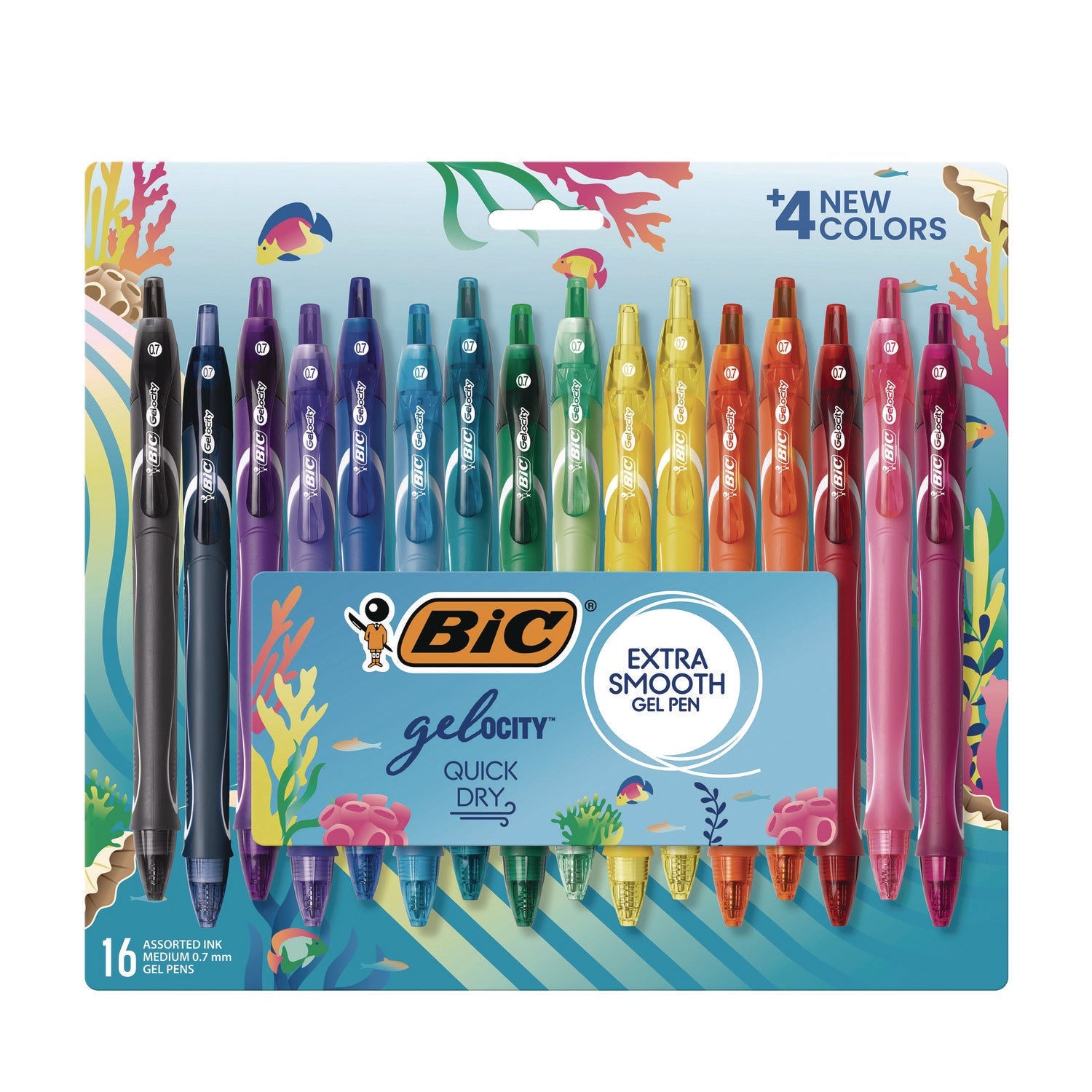 bic-gel-ocity-quick-dry-gel-pen-retractable-medium-0-7-mm-16-assorted-ink-and-barrel-colors-16-pack-bicrglcga16ast_1