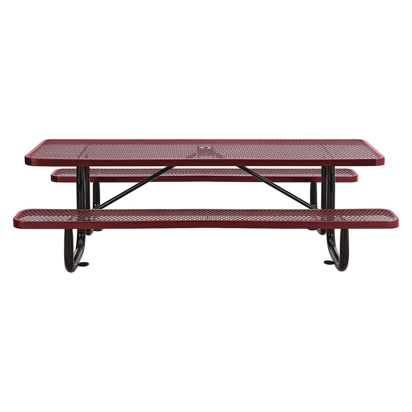 global-industrial-expanded-steel-picnic-table-rectangular-96-x-62-x-29-5-red-top-red-base-legs-gbe277153rd_2