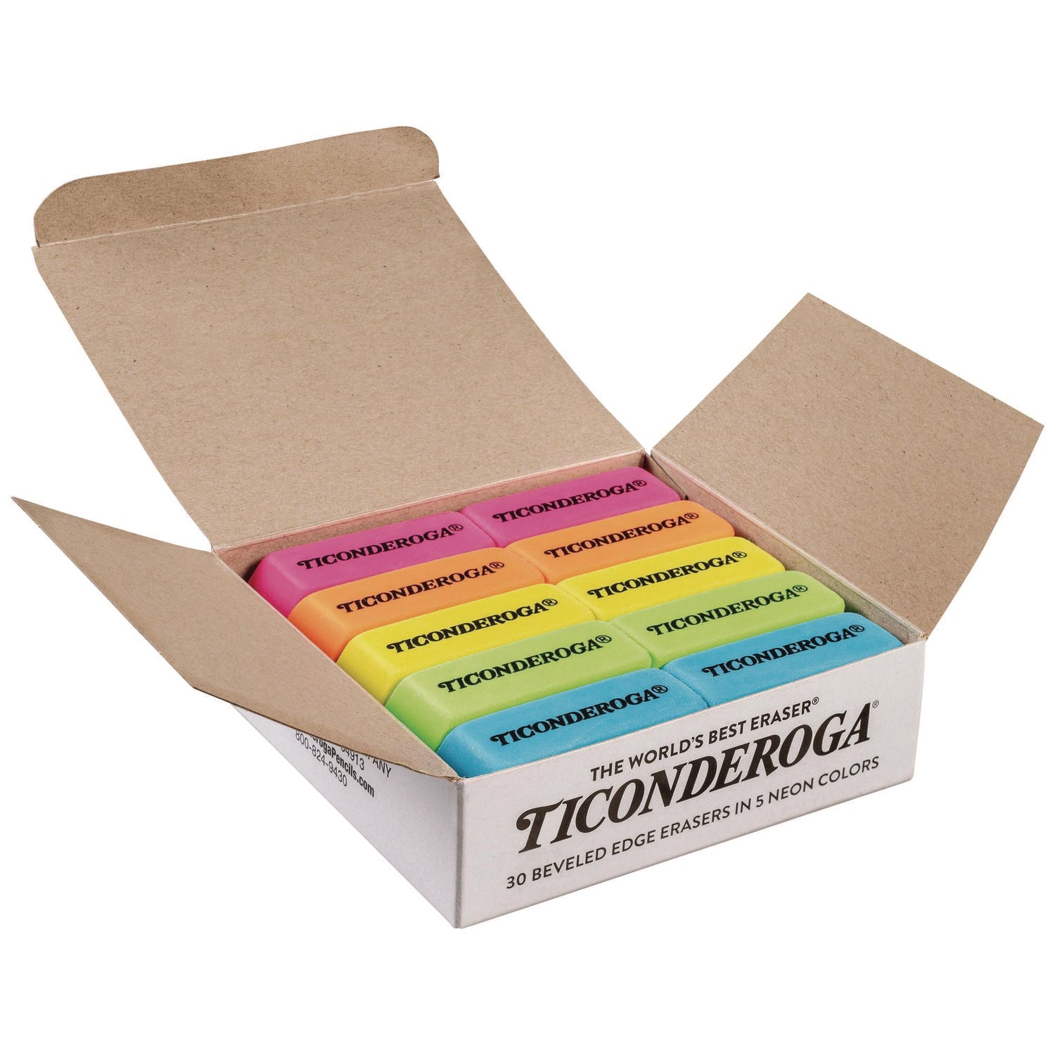 ticonderoga-neon-wedged-block-erasers-for-pencil-marks-slanted-edge-rectangular-block-medium-assorted-colors-30-box-dixx38930_1