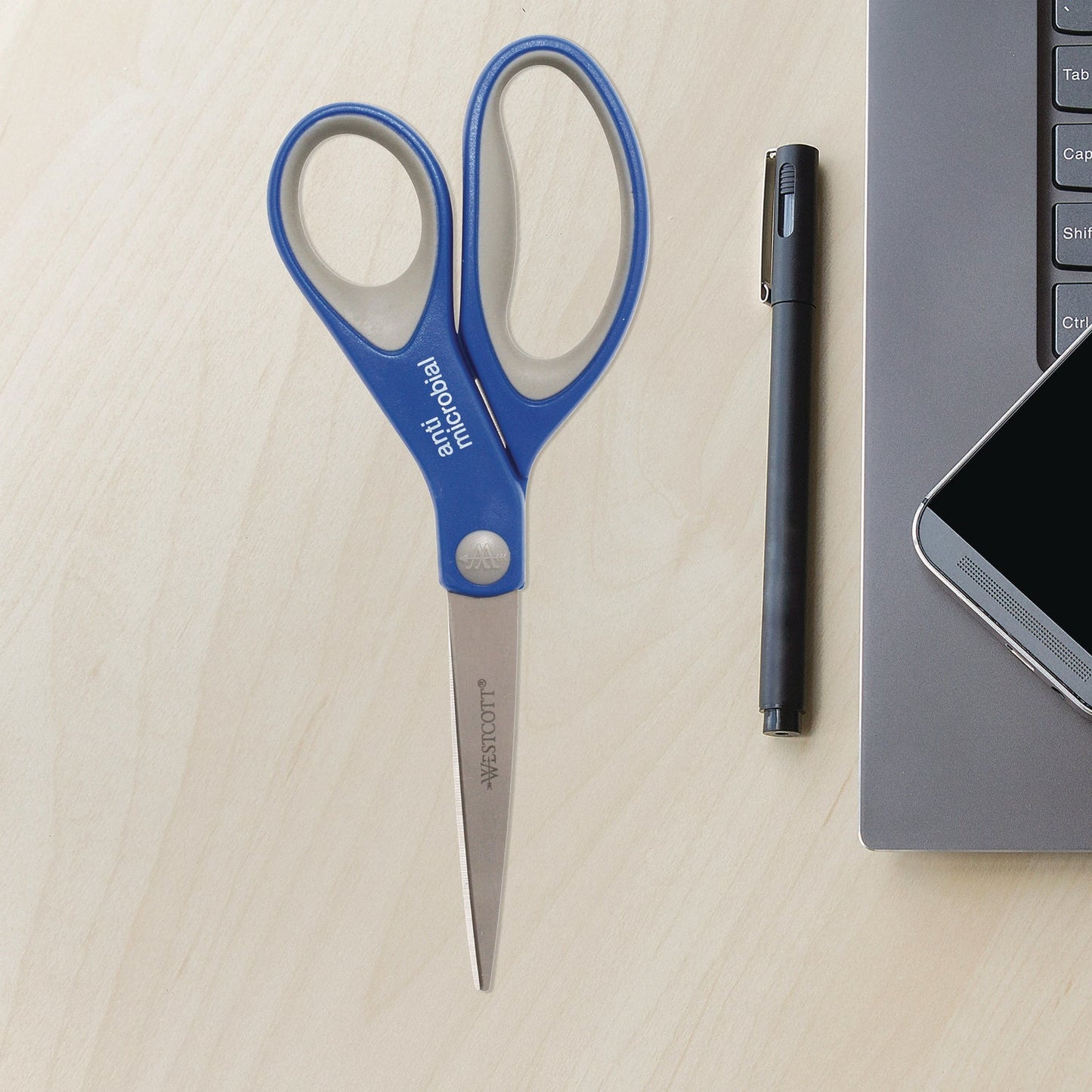 westcott-scissors-with-antimicrobial-protection-8-long-3-25-cut-length-straight-blue-gray-handle-2-pack-acm17836_5