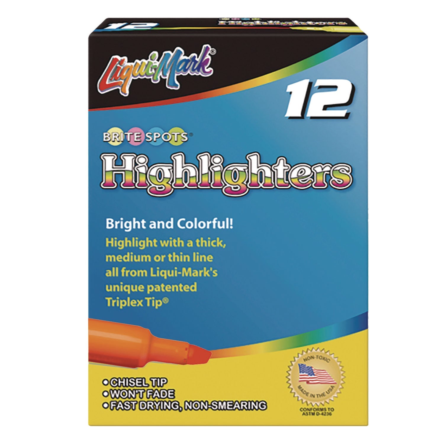 liqui-mark-r-tank-fluorescent-highlighter-orange-ink-chisel-tip-orange-barrel-dozen-lqm60625_1