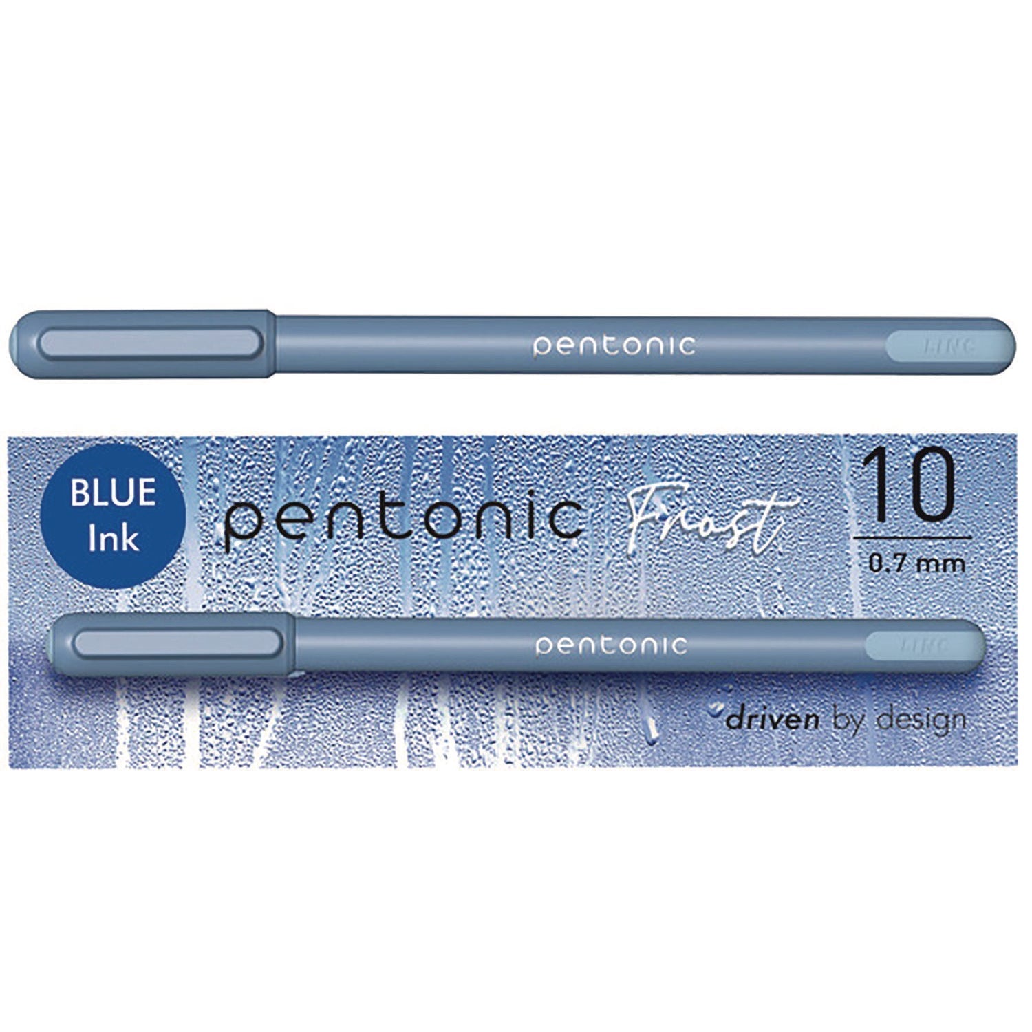 tops-pentonic-frost-pen-stick-fine-0-7-mm-blue-ink-frosted-blue-barrel-10-pack-pnt13085_1