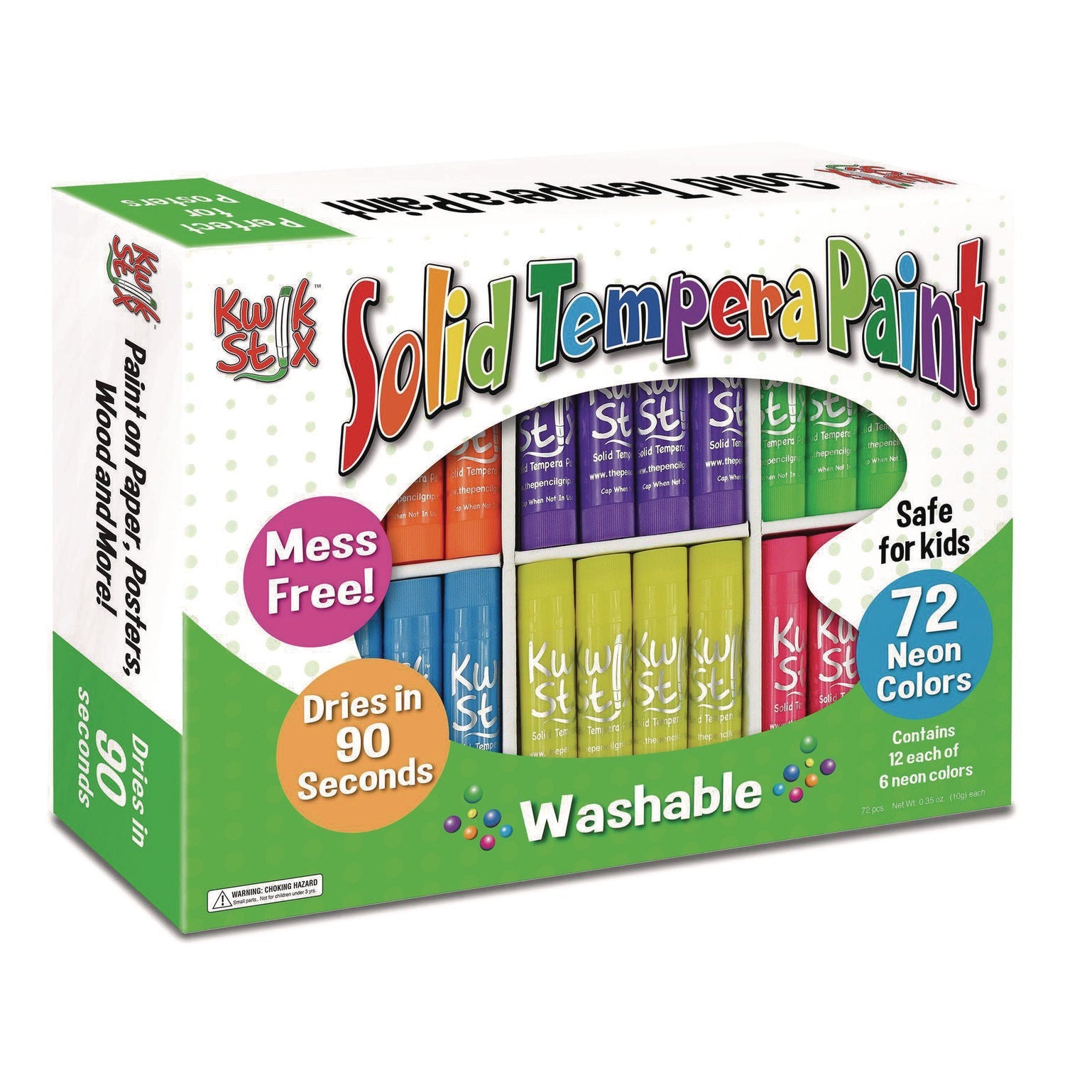 tpg-creations-kwik-stick-tempera-paint-3-5-assorted-neon-colors-72-pack-3-packs-carton-tpg62603_1