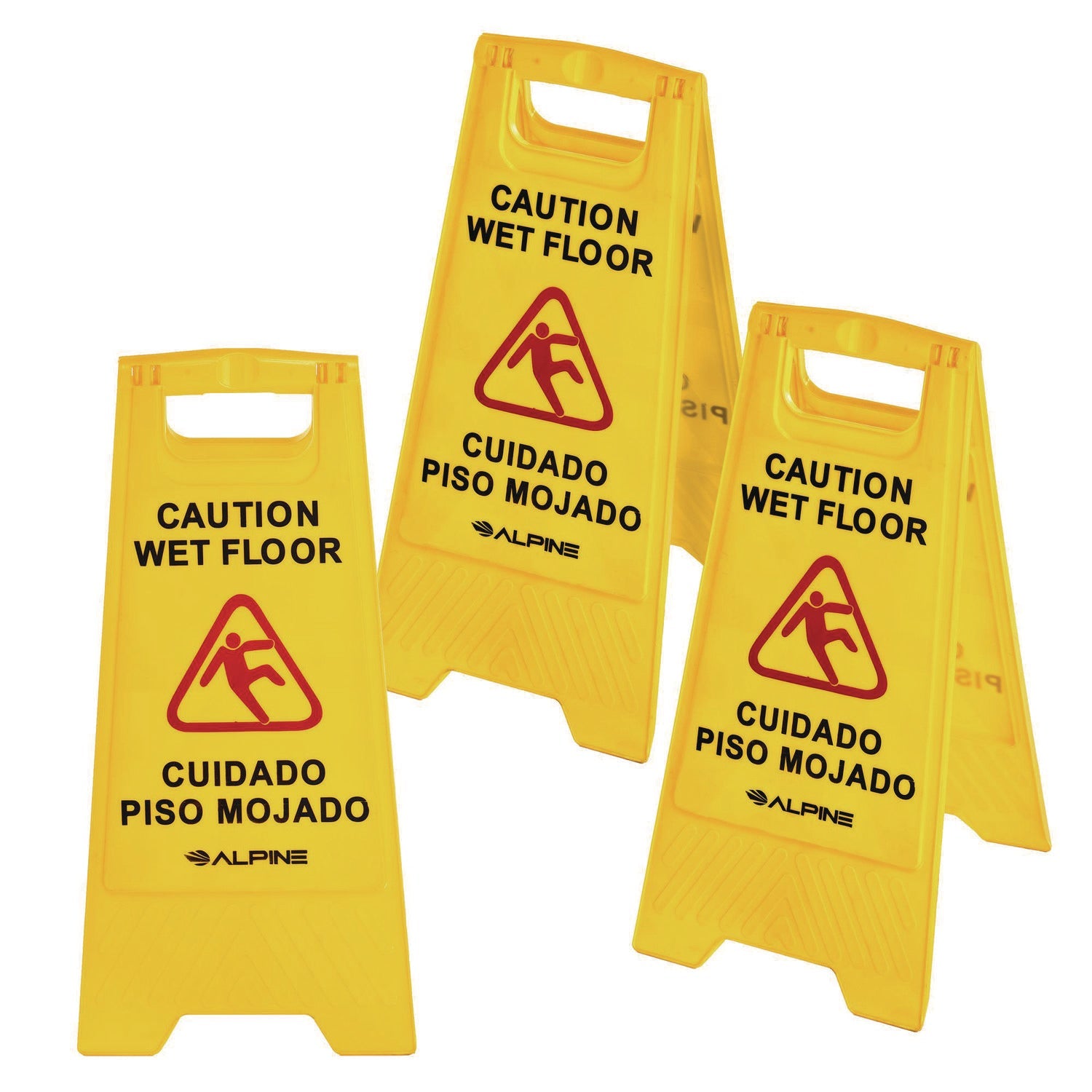 alpine-industries-bilingual-caution-wet-floor-sign-11-8-x-0-7-x-24-6-yellow-3-carton-alhalp4993_1